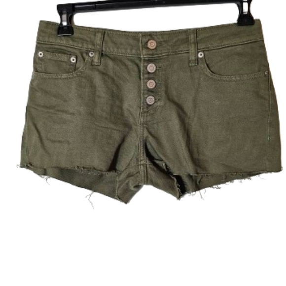 Lucky Brand The Cut Off Green Denim Jean Shorts Women's Size 6 NWT - Picture 1 of 10